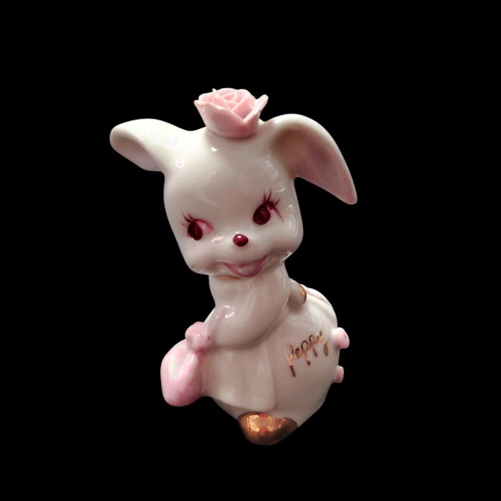 Vtg “Salty & Peppy” Anthropomorphic Bunny Rabbit Pepper Shakers Easter